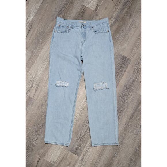Levi's Low Pro Straight High Waisted Jeans Women's Size 31 (10/12) Distressed - Picture 10 of 15